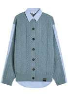 Stella Mccartney Cardigan-effect Wool and Cotton-poplin Shirt Blue