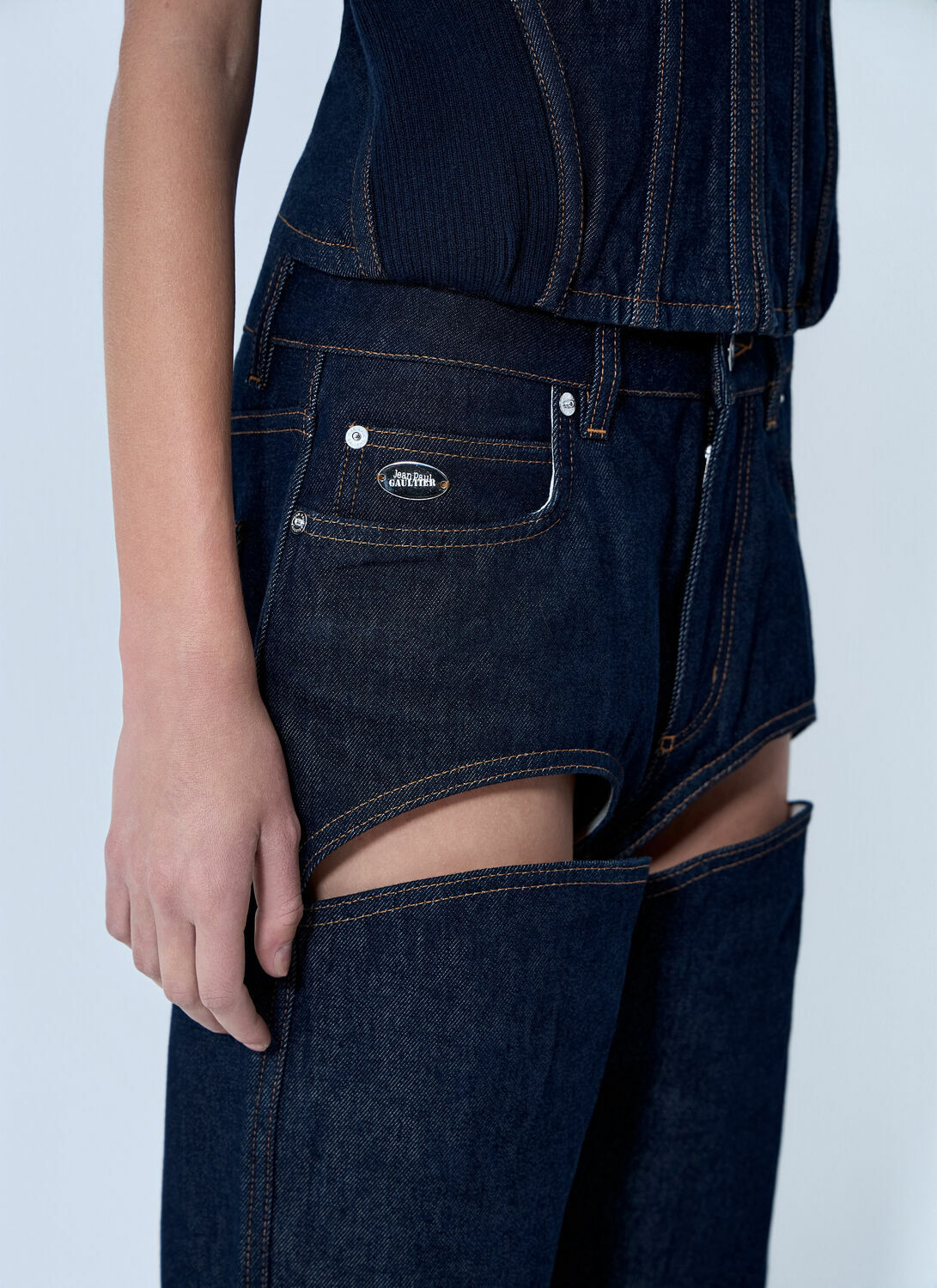 Jean Paul Gaultier Cut Out Wide Leg Jeans