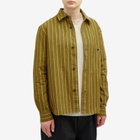 MHL by Margaret Howell Men's Overall Stripe Shirt in Light Olive/Off White