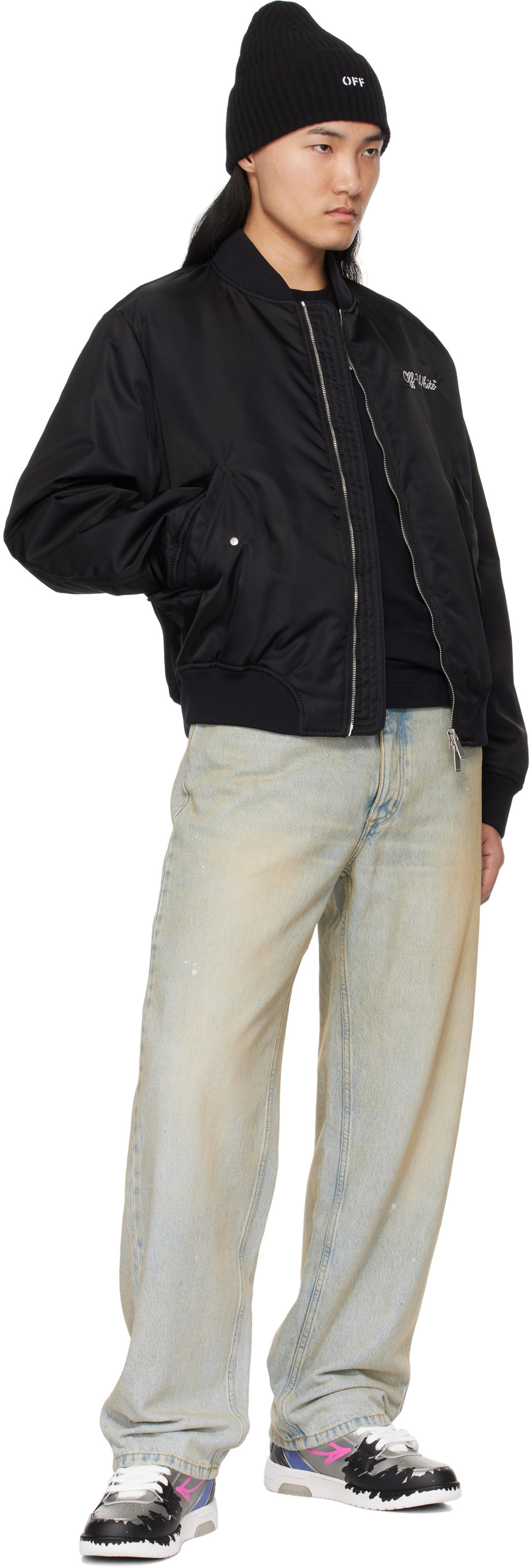 Off-White Black Script Varsity Bomber Jacket
