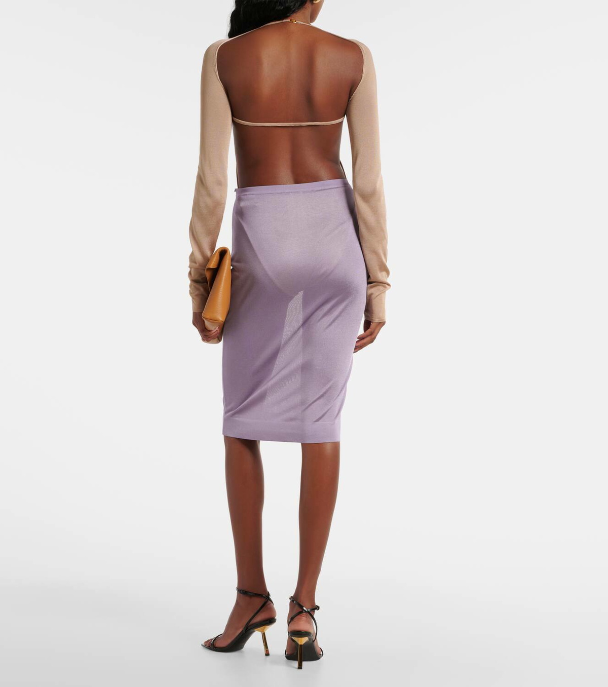 Saint Laurent Knitted high-rise pencil skirt