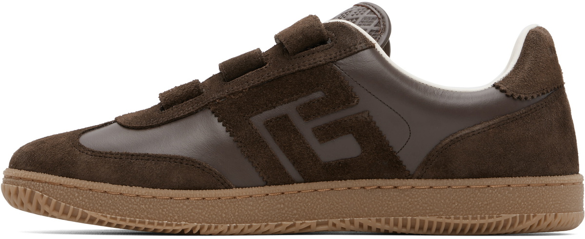 BALMAIN Brown 'Balmain Swan' Suede Sneakers