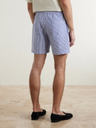 Portuguese Flannel - Atlantico Straight-Leg Striped Cotton-Seersucker Shorts - Blue