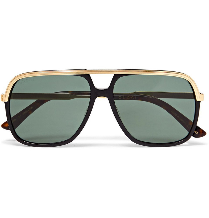 Photo: Gucci - Aviator-Style Acetate and Gold-Tone Sunglasses - Black