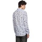 Neil Barrett Blue and White Striped Floral All-Over Shirt