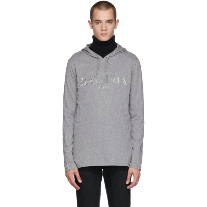 Photo: Balmain Grey Logo Hoodie