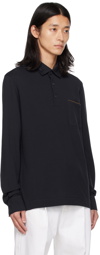 ZEGNA Navy Spread Collar Polo