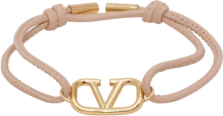 Photo: Valentino Garavani Beige VLogo Signature Leather Bracelet
