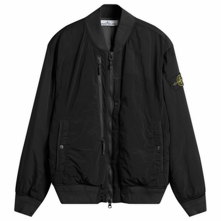Photo: Stone Island Men's Nylon Metal EcoNyl PrimaLoft Bomber Jacket in Black