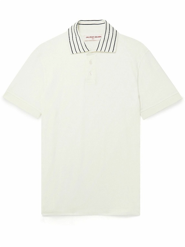 Photo: Orlebar Brown - Dominic Striped Cotton-Blend Polo Shirt - White
