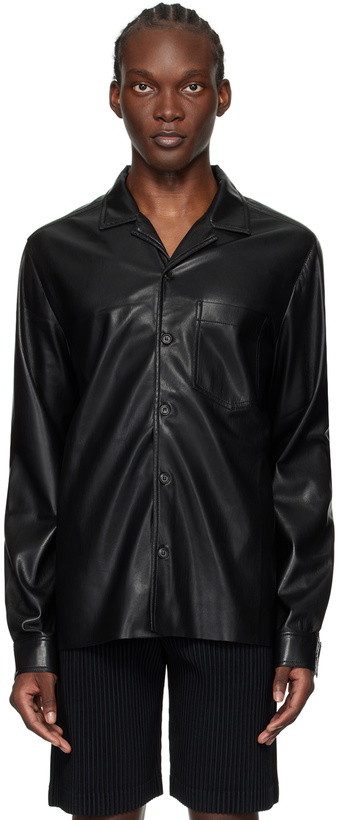 Photo: Nanushka Black Duco Vegan Leather Shirt
