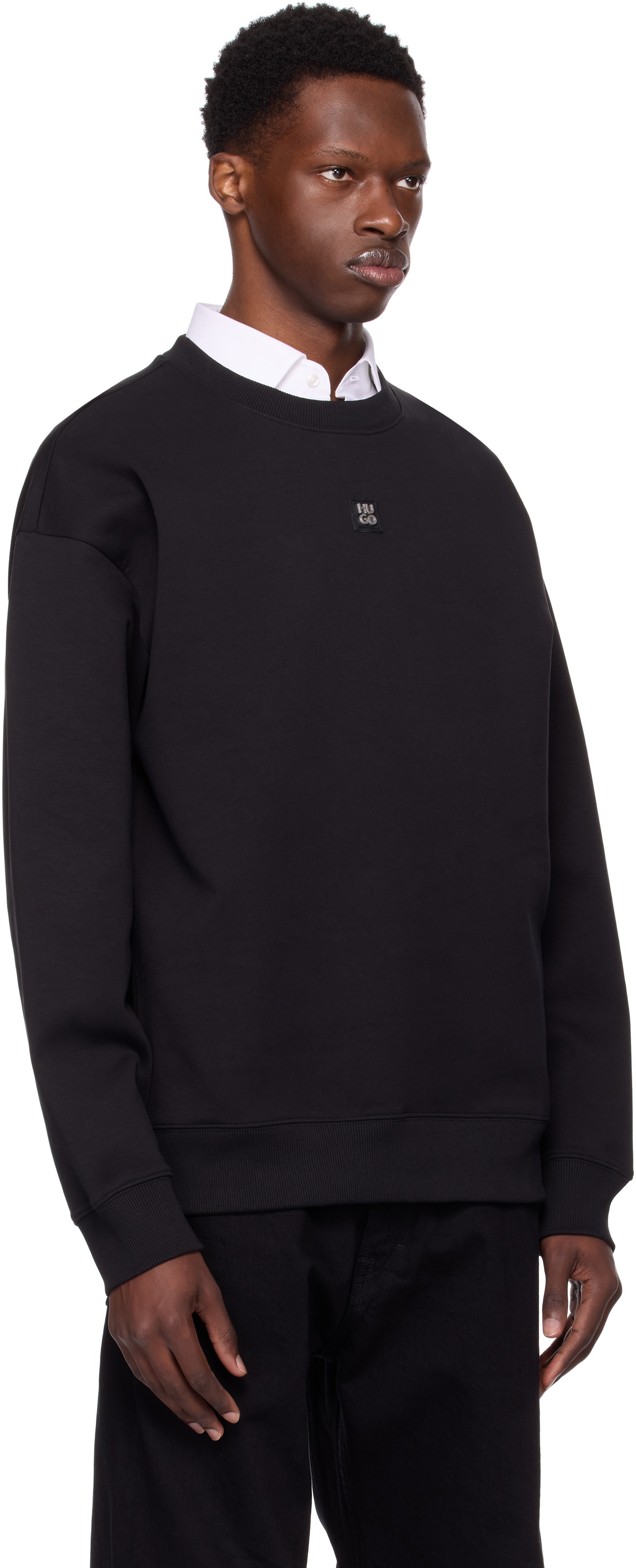 Hugo Black Stacked Logo Badge Sweatshirt