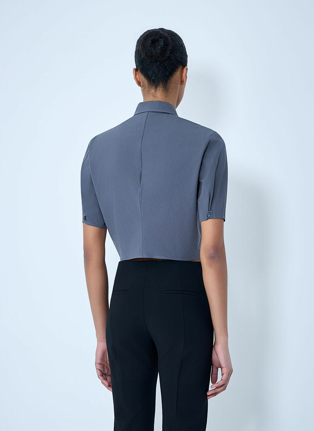 Jil Sander Short-Sleeve Button-Down Crop Shirt