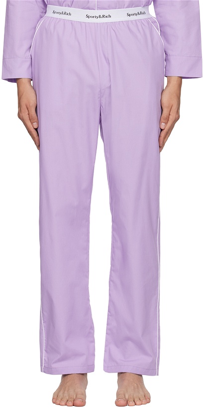 Photo: Sporty & Rich Purple Serif Sweatpants