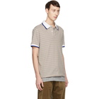 Band of Outsiders White and Beige Stripe Polo