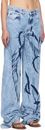 Masha Popova Blue Boyfriend Spiral Chains Jeans