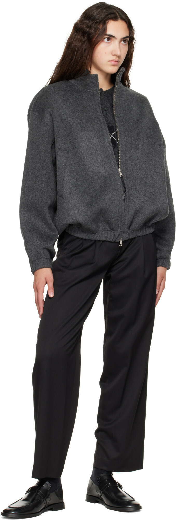 Nothing Written Gray Plaza Zip Blouson Jacket