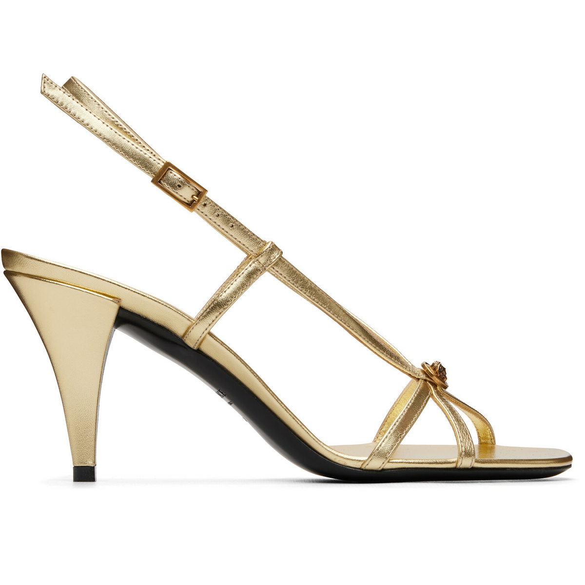 Versace Gold Valentina Metallic Heeled Sandals