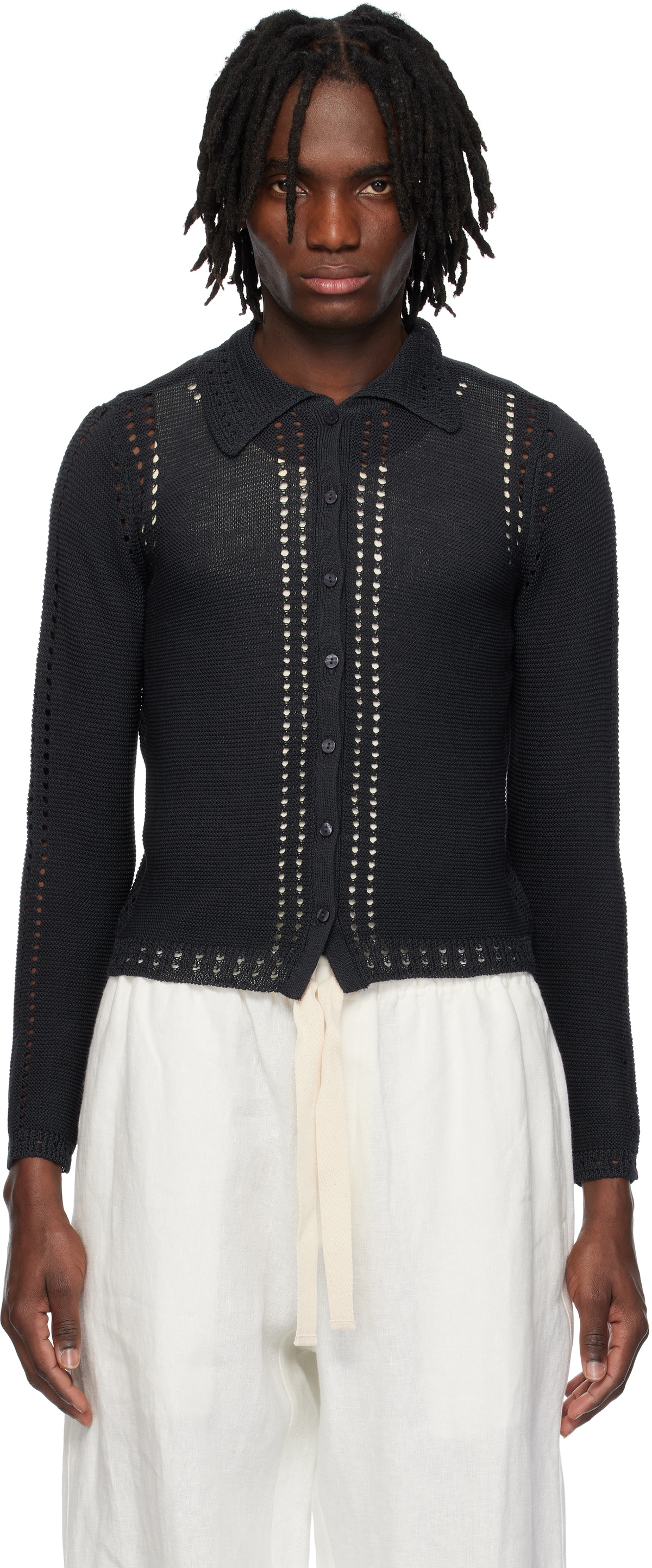 Eckhaus Latta Navy Sol Cardigan