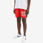 Calvin Klein Men's Logo Swim Short in Cajun Red
