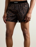 TOM FORD - Cheetah-Print Stretch-Silk Boxer Shorts - Brown