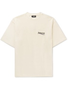 Balenciaga - Oversized Logo-Embroidered Cotton-Jersey T-Shirt - Neutrals