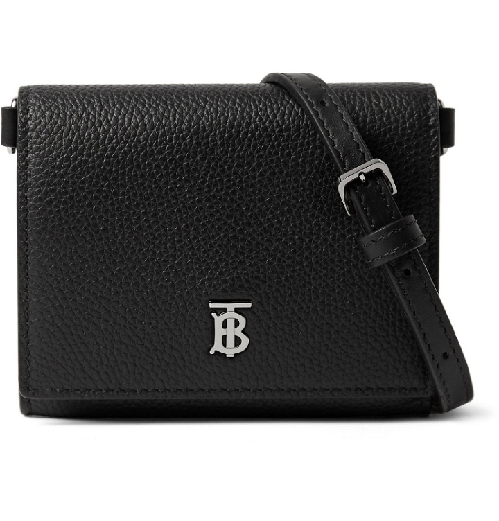 Photo: Burberry - Logo-Detailed Full-Grain Leather Wallet with Lanyard - Black
