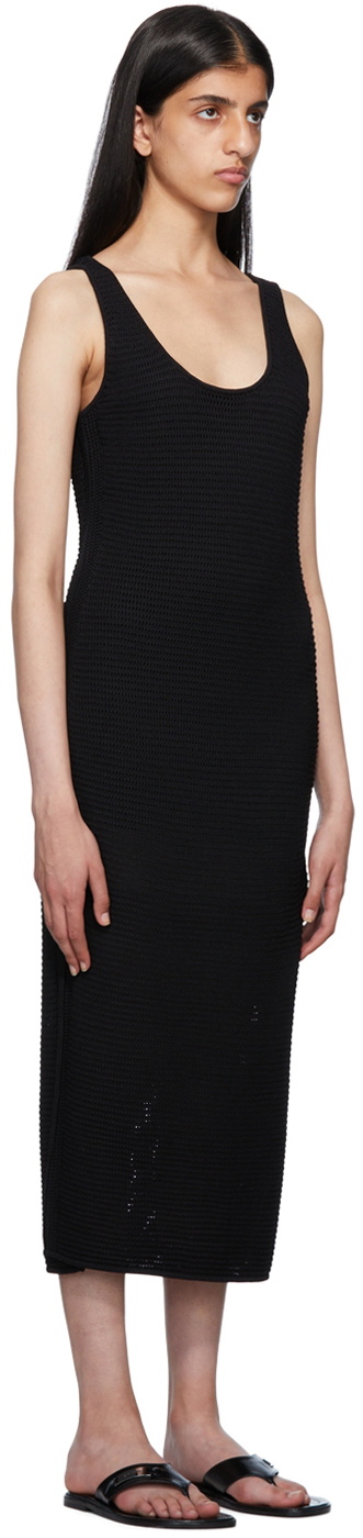 knee length dresses for ladies Crochet Back Midi Dress - Black