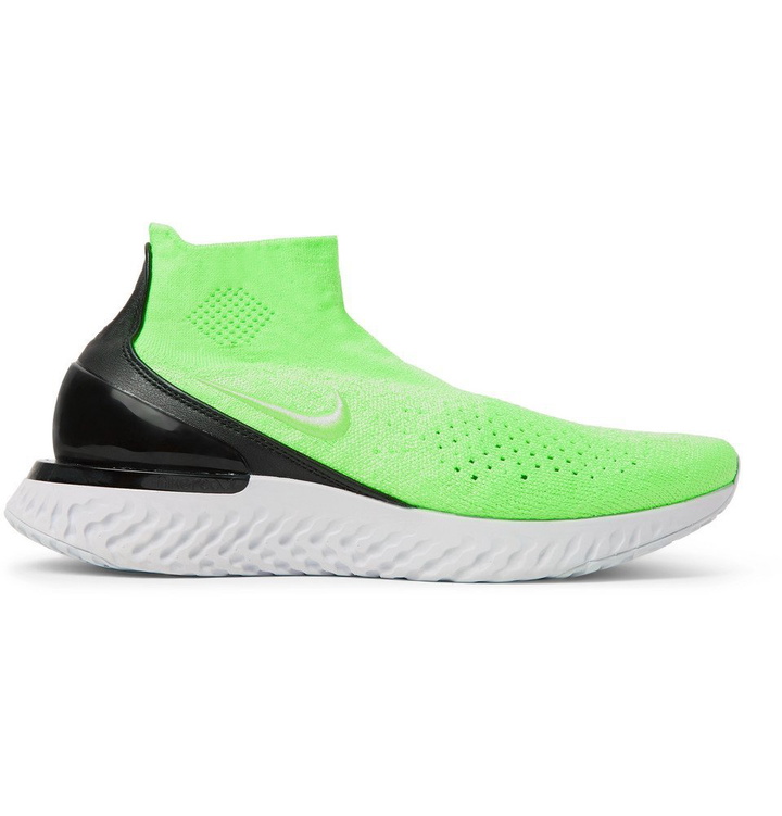 Photo: Nike Running - Rise React Flyknit Slip-On Running Sneakers - Green