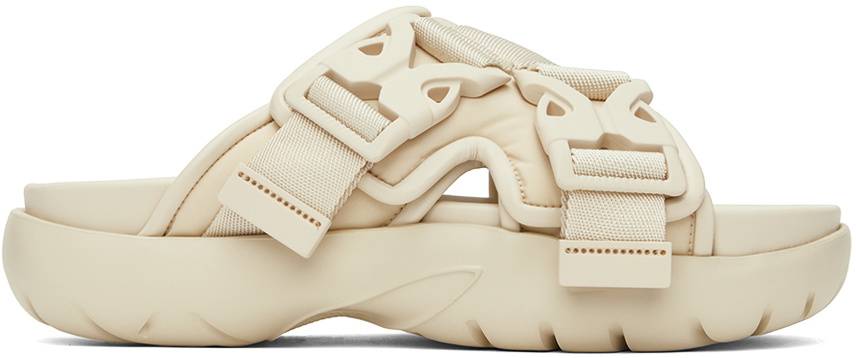 Bottega Veneta Off-White Snap Slide Sandals Bottega Veneta display picture 1