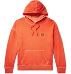 Saturdays NYC - Grande Peace Embroidered Pigment-Dyed Loopback Cotton-Jersey Hoodie - Orange