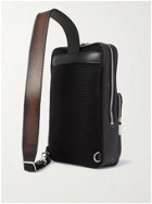 Berluti - Mesh-Panelled Logo-Print Canvas and Leather Camera Bag