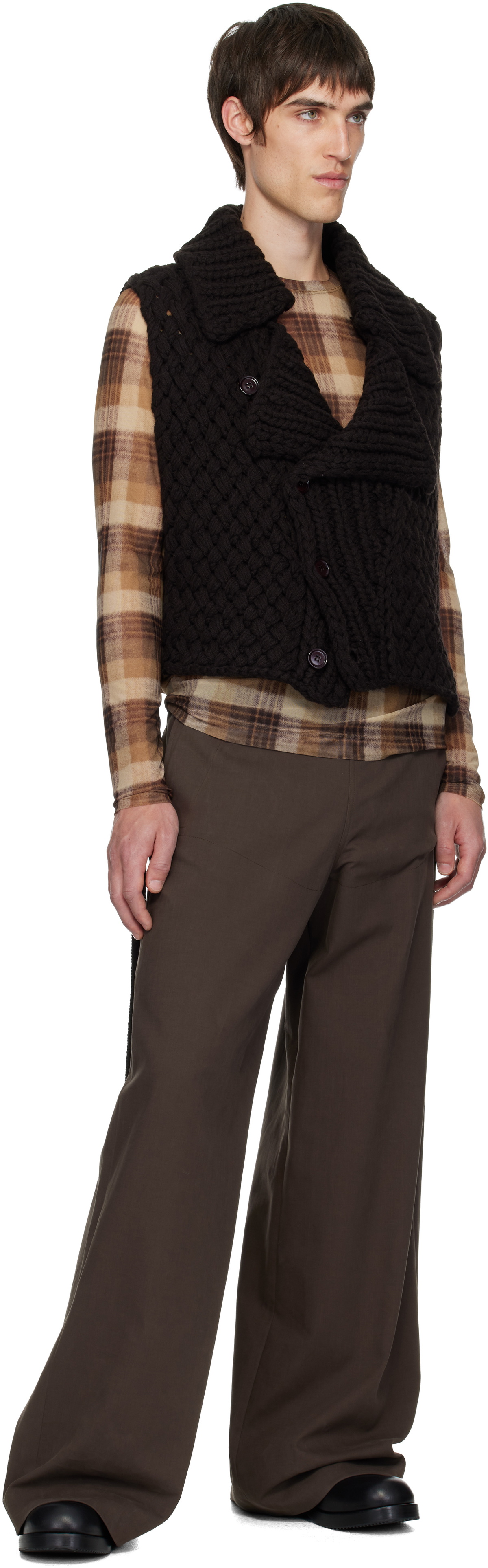 Dries Van Noten Brown Merino Wool Vest