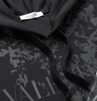 Valentino - Printed Cotton-Blend Jersey Hoodie - Black