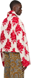 Dries Van Noten Red & Off-White Floral Jacket