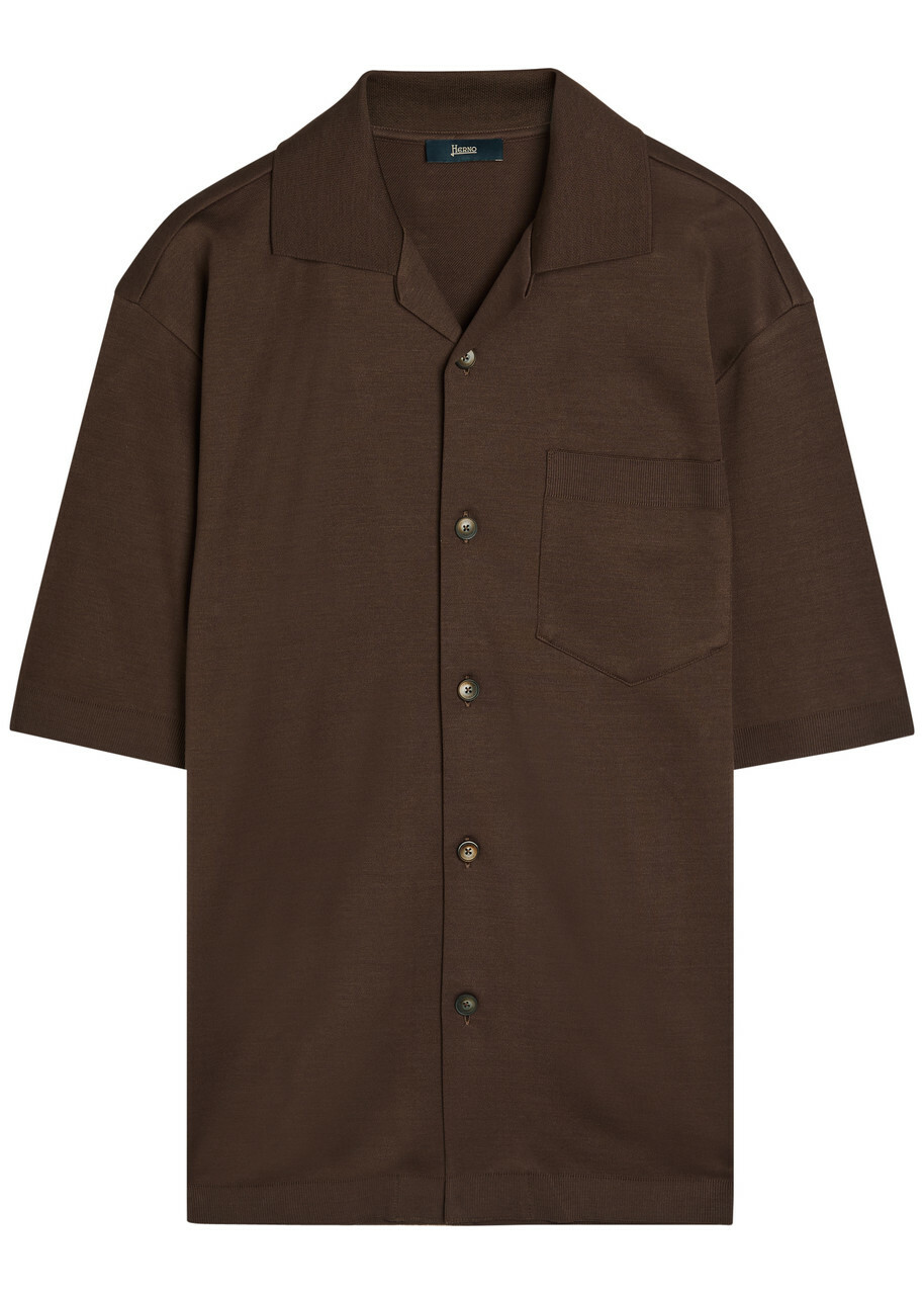 Herno Knit Cotton Shirt Dark Brown