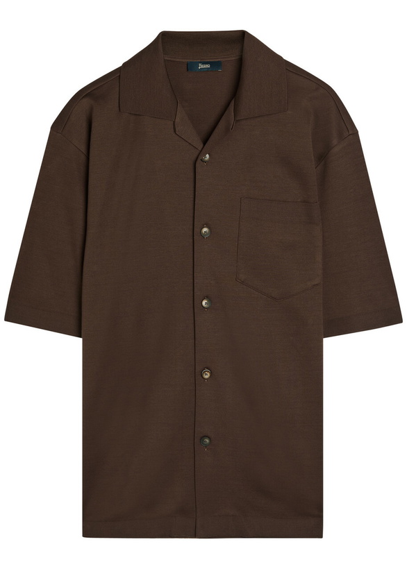 Photo: Herno Knit Cotton Shirt Dark Brown