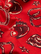 BODE - Stage Coach Camp-Collar Bandana-Print Cotton Shirt - Red