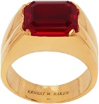 Ernest W. Baker Gold & Red Stone Ring