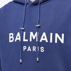 Balmain Men's Paris Logo Hoody in Blue/White