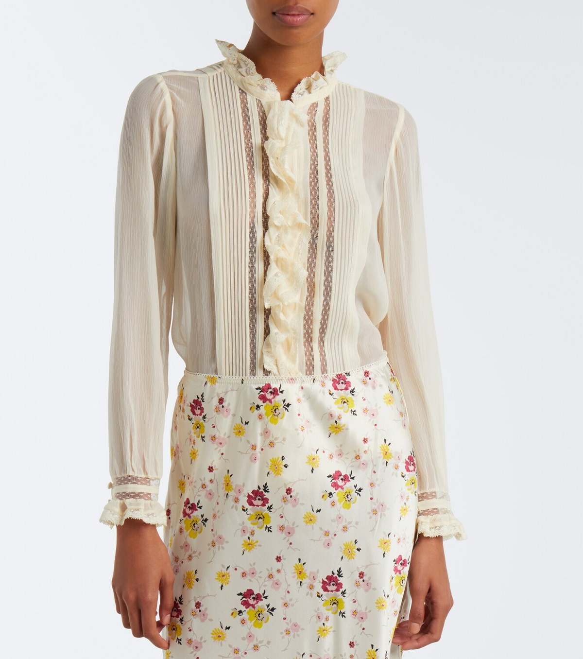 Dôen Magdeline ruffled silk chiffon blouse