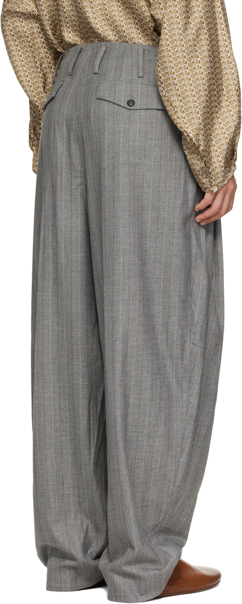 Hed Mayner Gray Striped Trousers
