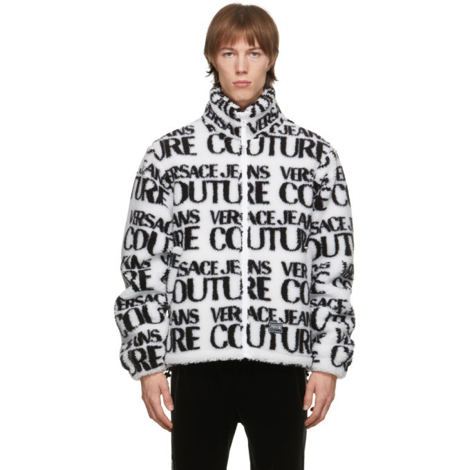 Photo: Versace Jeans Couture White Fleece All Over Logo Jacket