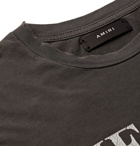 AMIRI - Distressed Printed Cotton-Jersey T-Shirt - Charcoal