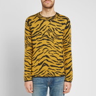 Saint Laurent Men's Zebra Jacquard Knit Crew in Yellow/Black