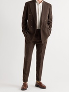 LORO PIANA - Slim-Fit Tapered Pleated Linen Suit Trousers - Brown