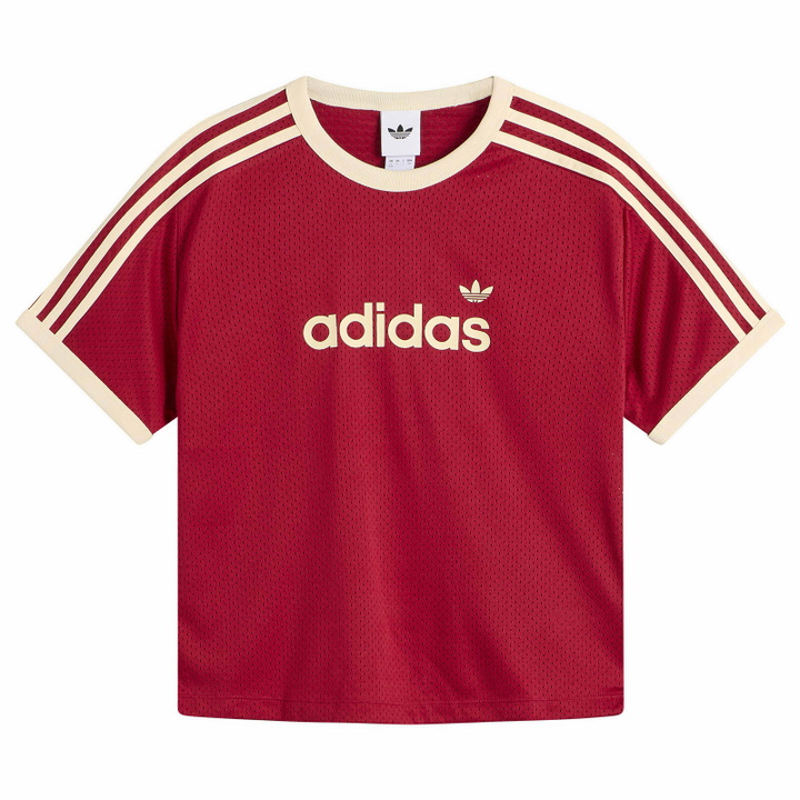 Photo: Adidas Women's Mesh T-Shirt in Team Victory Red/Warm Vanilla