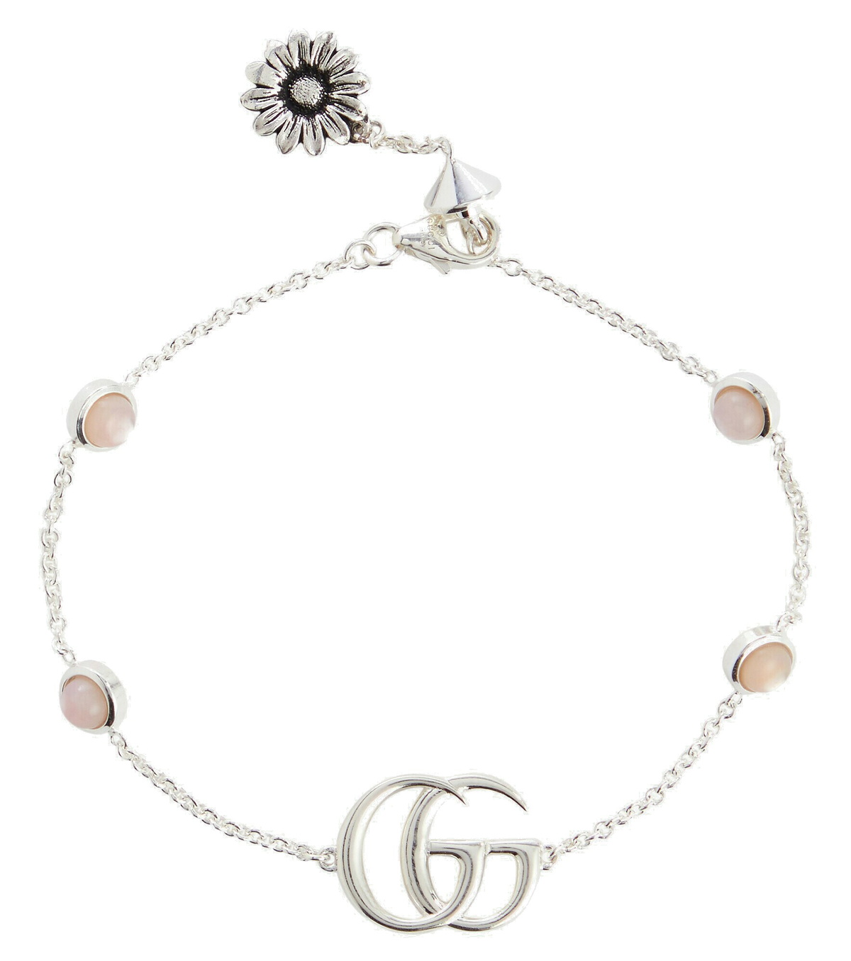 Gucci - Double G sterling silver bracelet with mother of