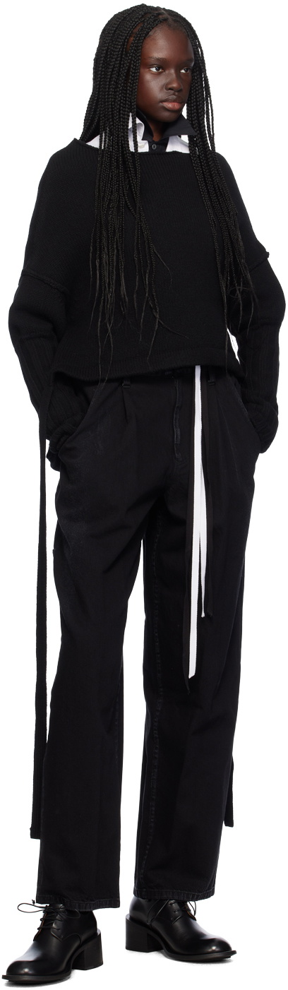 YOHJI YAMAMOTO Black R-Cap Sleeve Sweater