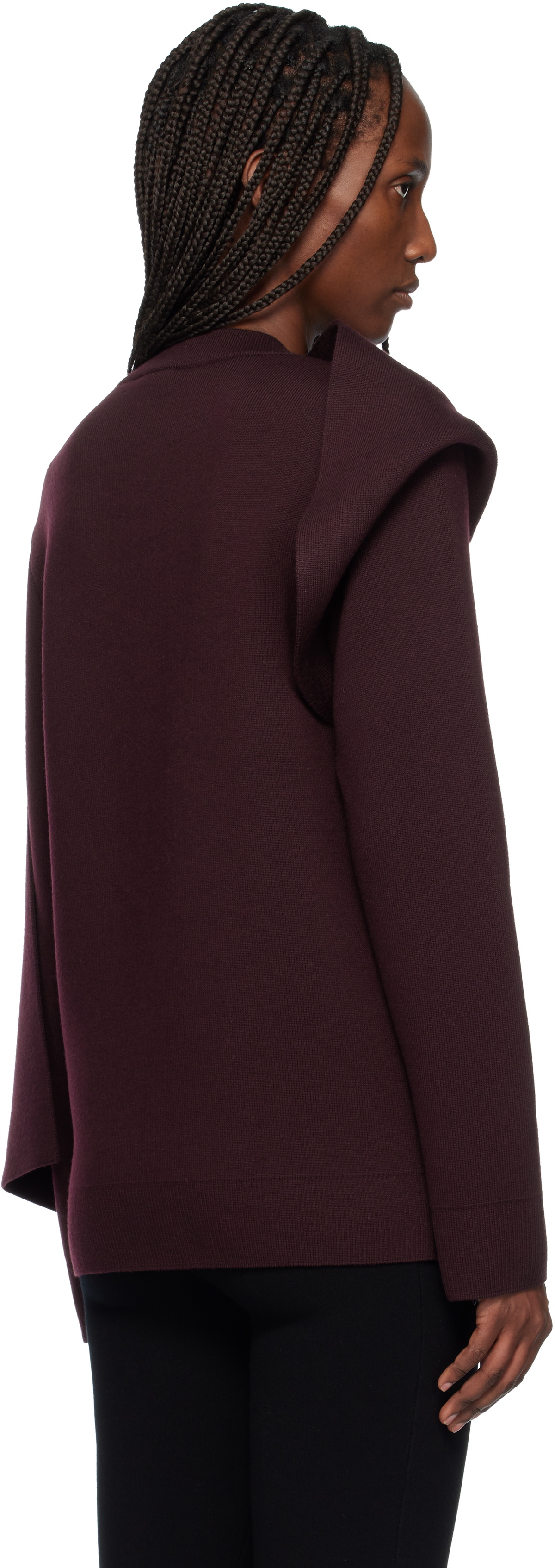 Courrèges Burgundy Scarf Oversized Wool Sweater